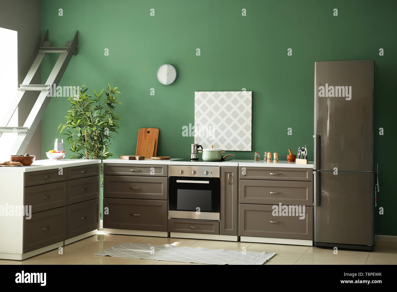 Interior of modern kitchen with stylish furniture Stock Photo - Alamy