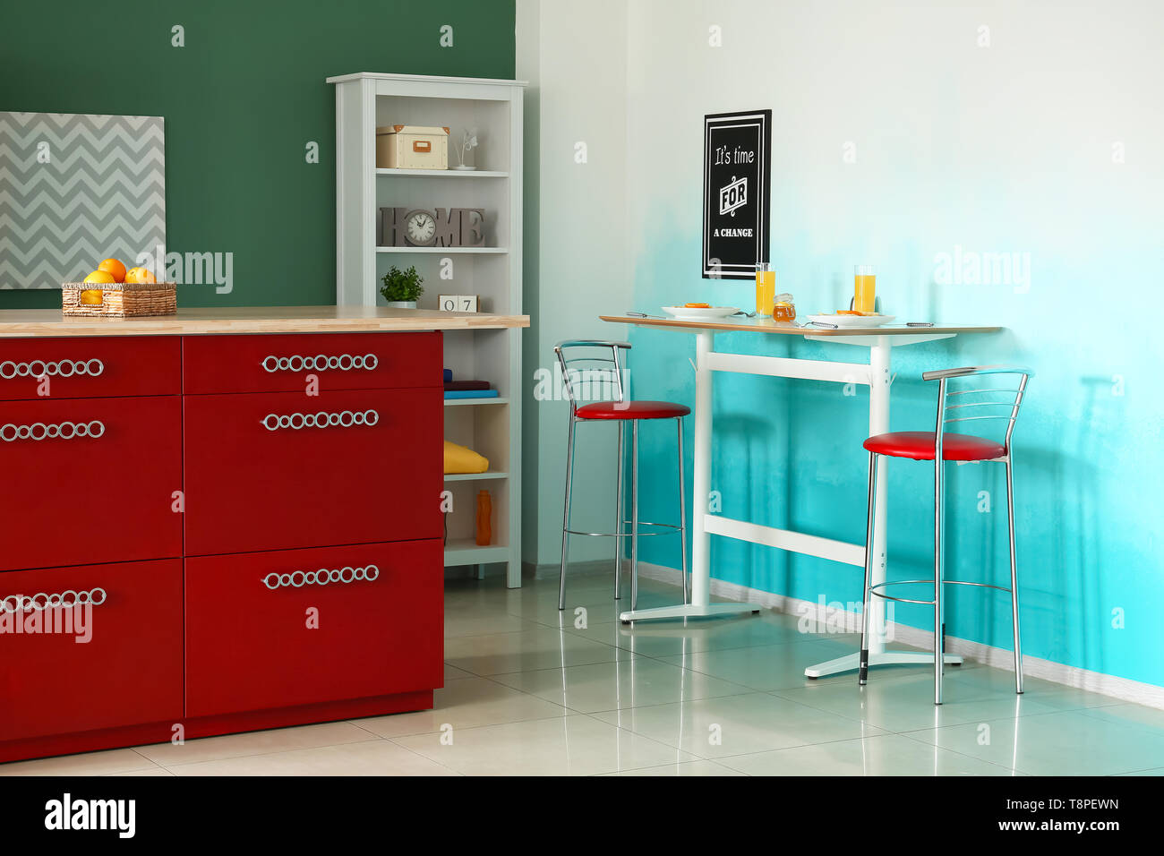Interior of modern kitchen with stylish furniture Stock Photo - Alamy