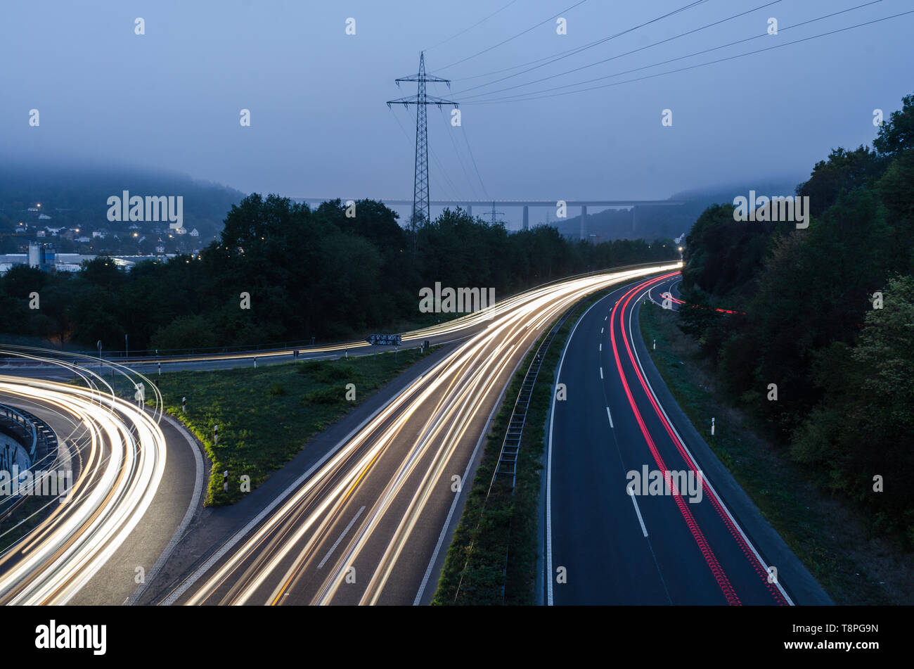 Hüttentalstraße und A45 im Morgengrauen Stock Photo