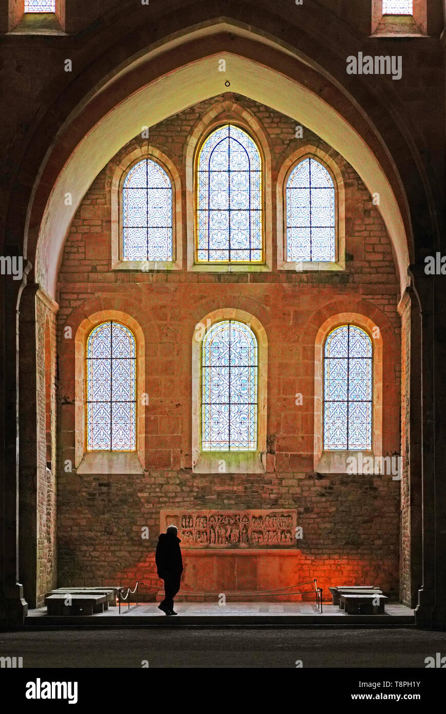 Abbaye de Fontenay windows Stock Photo