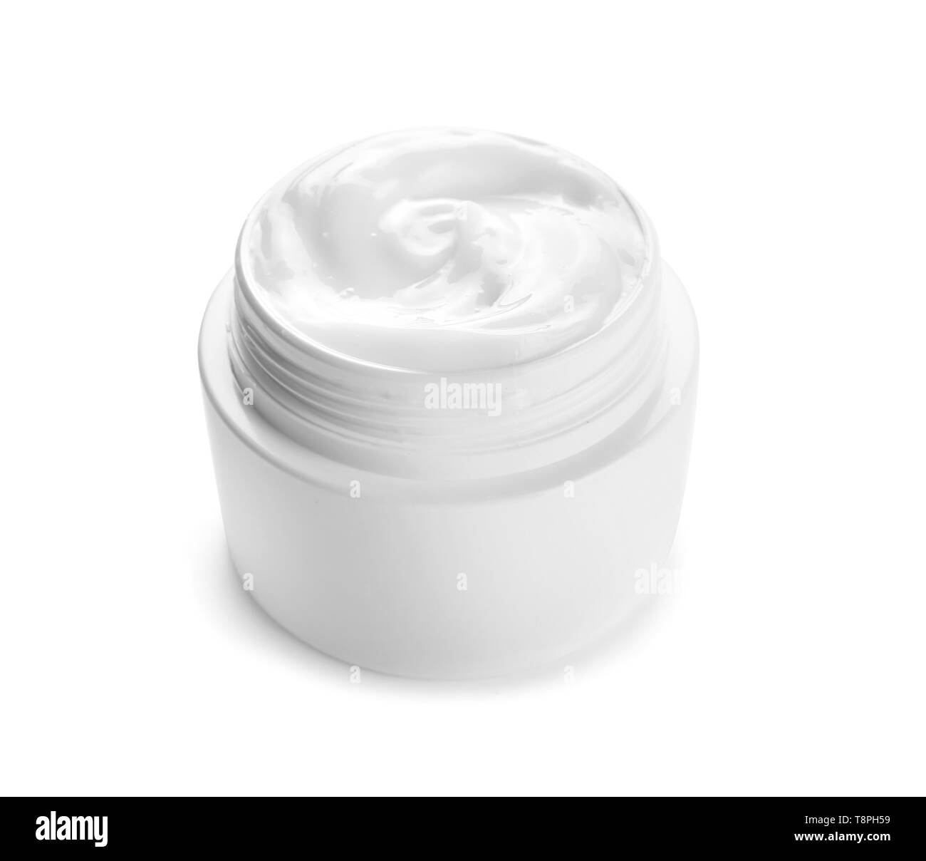 Jar with body cream on white background Stock Photo Alamy