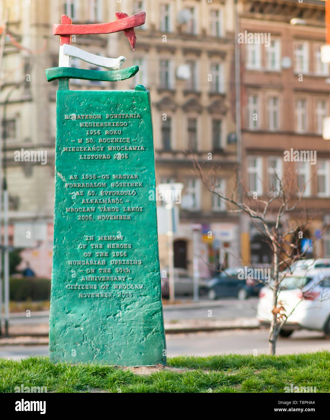 Wroclaw, Poland, March 2019. Memorial to the Hungarian anticommunist revolution, uprising of October 1956, Stock Photo