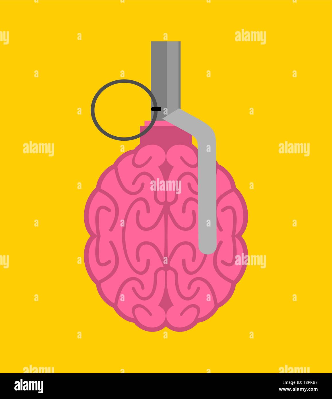 Grenade brain isolated. Brains military ammunition. army bomb cerebrum ...