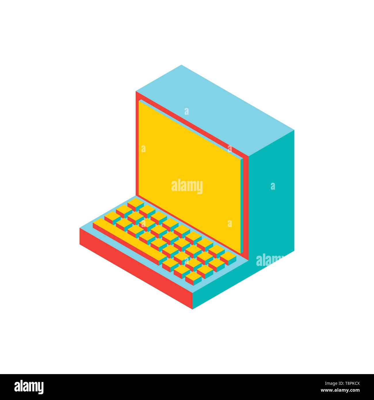 Old computer isolated. Outdated PC. obsolete technology. Vector illustration Stock Vector