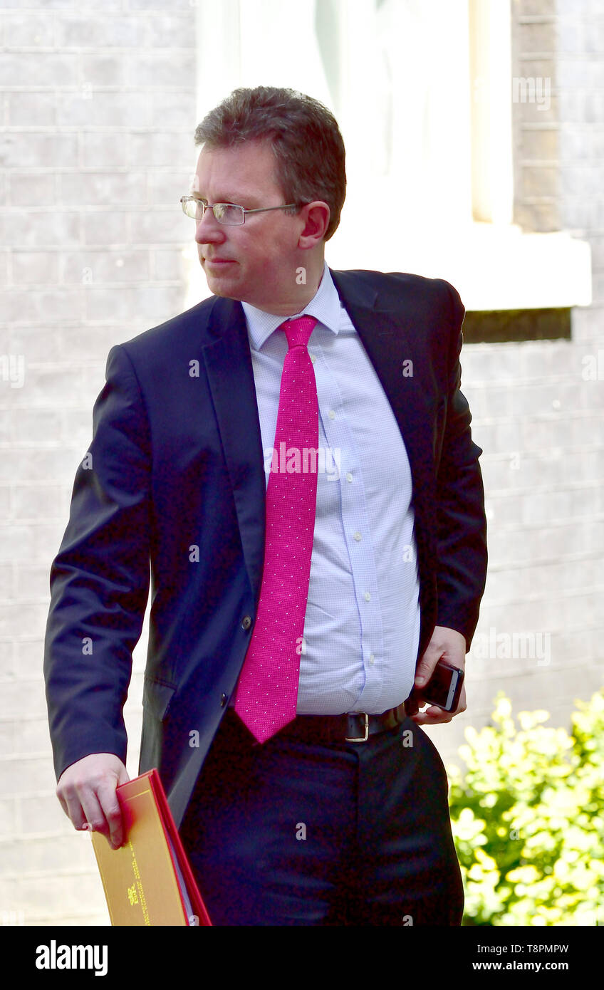 Jeremy Wright MP - Secretary of State for Digital, Culture, Media and Sport - leaving a very long weekly Cabinet meeting in Downing Street, Westminster. London, UK. 14th May 2019. Stock Photo