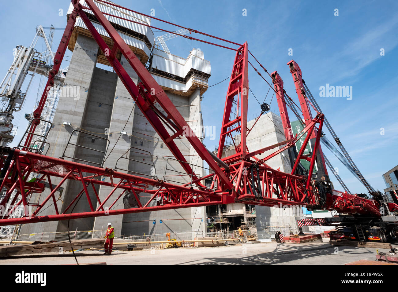 Edinburgh, Scotland, UK. 14 May 2019. Leith Street closed to allow massive mobile crane to be erected. The crane will be used in the construction of the Edinburgh St James development currently ongoing and scheduled to be completed in 2020. Credit: Iain Masterton/Alamy Live News Stock Photo
