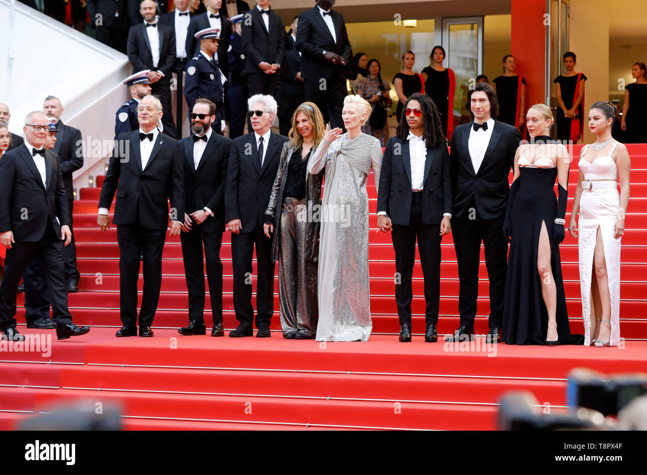 Cannes, France. 14th May, 2019. Thierry Fremaux, Bill Murray, Carter Logan, Jim Jarmusch, Sara Driver, Tilda Swinton, Luka Sabbat, Adam Driver, Chloe Sevigny and Selena Gomez attending the opening ceremony and screening of 'The Dead Don't Die' during the 72nd Cannes Film Festival at the Palais des Festivals on May 14, 2019 in Cannes, France Credit: Geisler-Fotopress GmbH/Alamy Live News Stock Photo