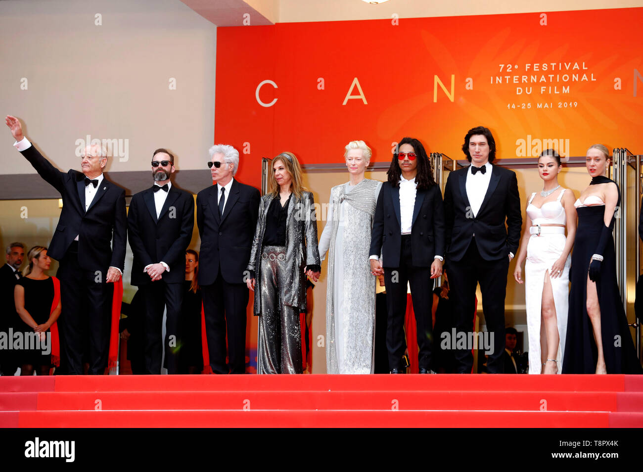 Cannes, France. 14th May, 2019. Thierry Fremaux, Bill Murray, Carter Logan, Jim Jarmusch, Sara Driver, Tilda Swinton, Luka Sabbat, Adam Driver, Selena Gomez and Chloe Sevigny attending the opening ceremony and screening of 'The Dead Don't Die' during the 72nd Cannes Film Festival at the Palais des Festivals on May 14, 2019 in Cannes, France Credit: Geisler-Fotopress GmbH/Alamy Live News Stock Photo