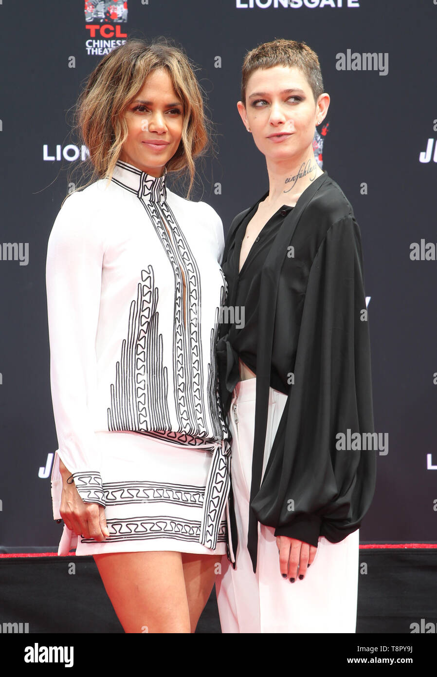 Hollywood, Ca. 14th May, 2019. Halle Berry and Asia Kate Dillon at the Keanu Reeves Hand And Foot Print Ceremony at the TCL Chinese Theatre IMAX in Hollywood, California on May 14, 2019. Credit: Faye Sadou/Media Punch/Alamy Live News Stock Photo