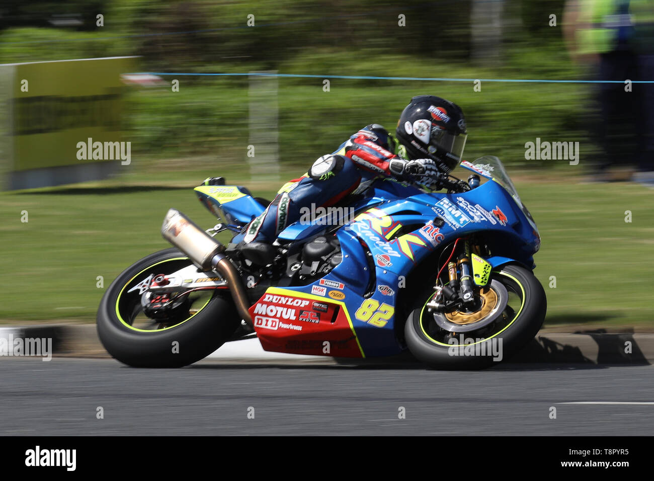 Portrush, Northern Ireland. 14th May, 2019. International North West 200 Motorcycle road racing, Tuesday practice; Derek Shiels on the Burrows Engineering/RK Racing Suzuki during the SuperBike practice session Credit: Action Plus Sports/Alamy Live News Stock Photo