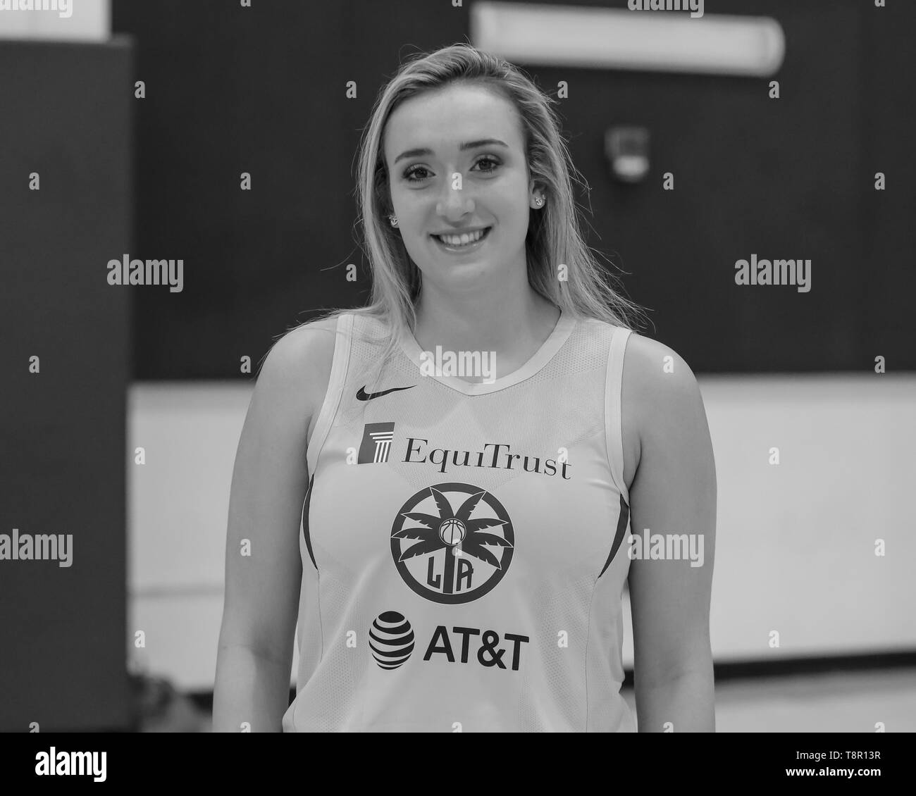 WNBA 2019: Los Angeles Sparks guard Marina Mabrey #5 during Los Angeles Sparks Media Day May 14, 2019 at Los Angeles Southwest College. (Photo by Jevone Moore) Stock Photo