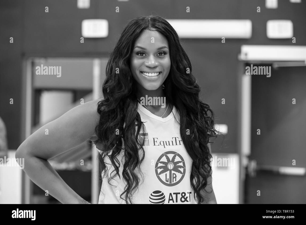 WNBA 2019: Los Angeles Sparks center Kalani Brown #21 during Los Angeles Sparks Media Day May 14, 2019 at Los Angeles Southwest College. (Photo by Jevone Moore) Stock Photo