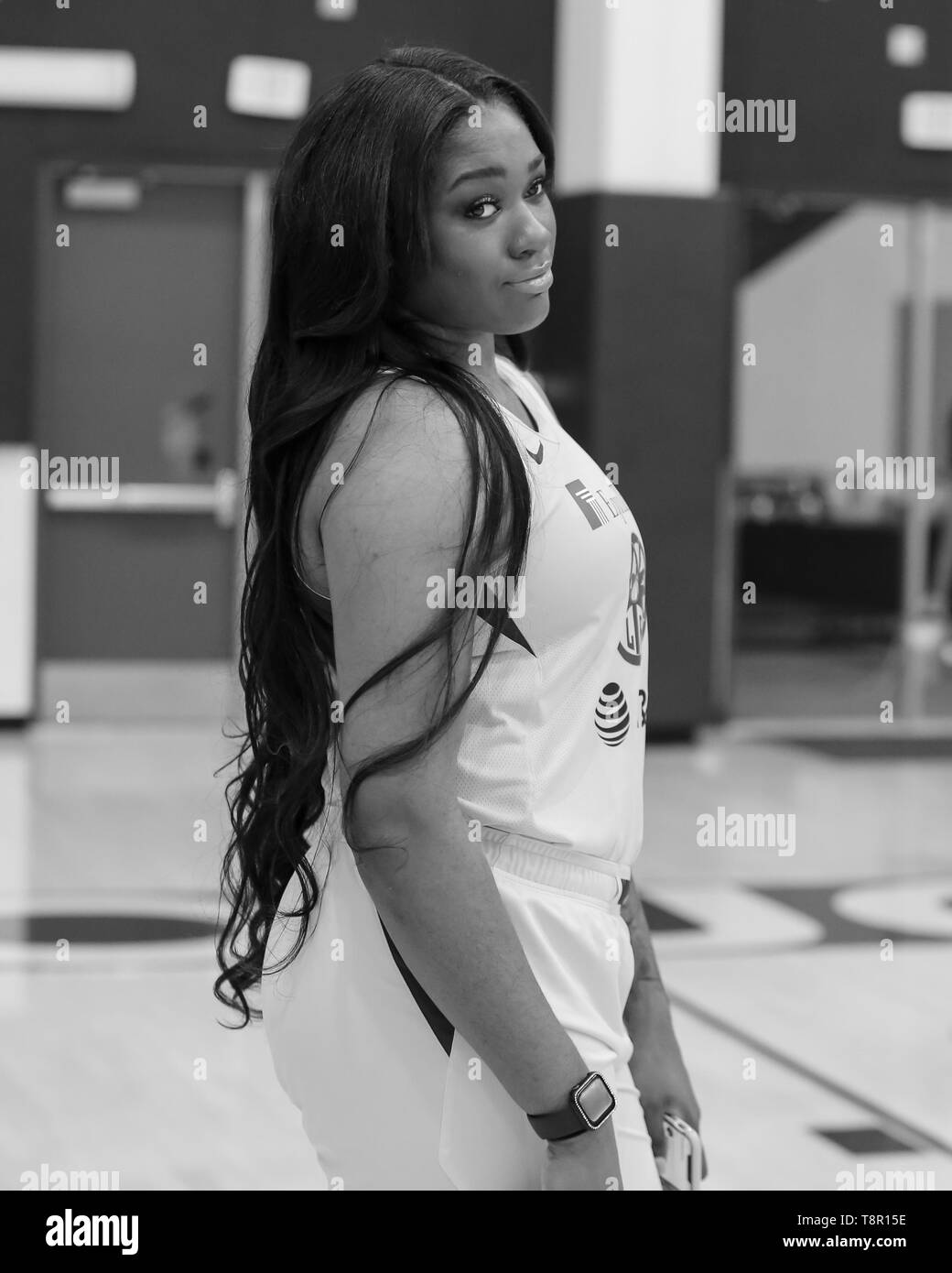 WNBA 2019: Los Angeles Sparks center Rachel Hollivay #55 during Los Angeles Sparks Media Day May 14, 2019 at Los Angeles Southwest College. (Photo by Jevone Moore) Stock Photo