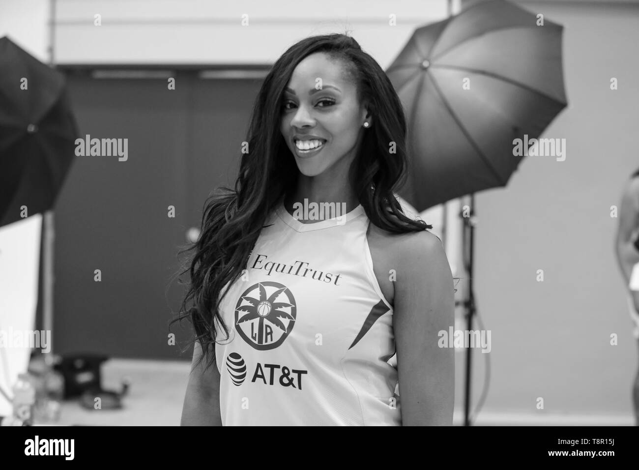 WNBA 2019: Los Angeles Sparks forward Ashley Walker #22 during Los Angeles Sparks Media Day May 14, 2019 at Los Angeles Southwest College. (Photo by Jevone Moore) Stock Photo