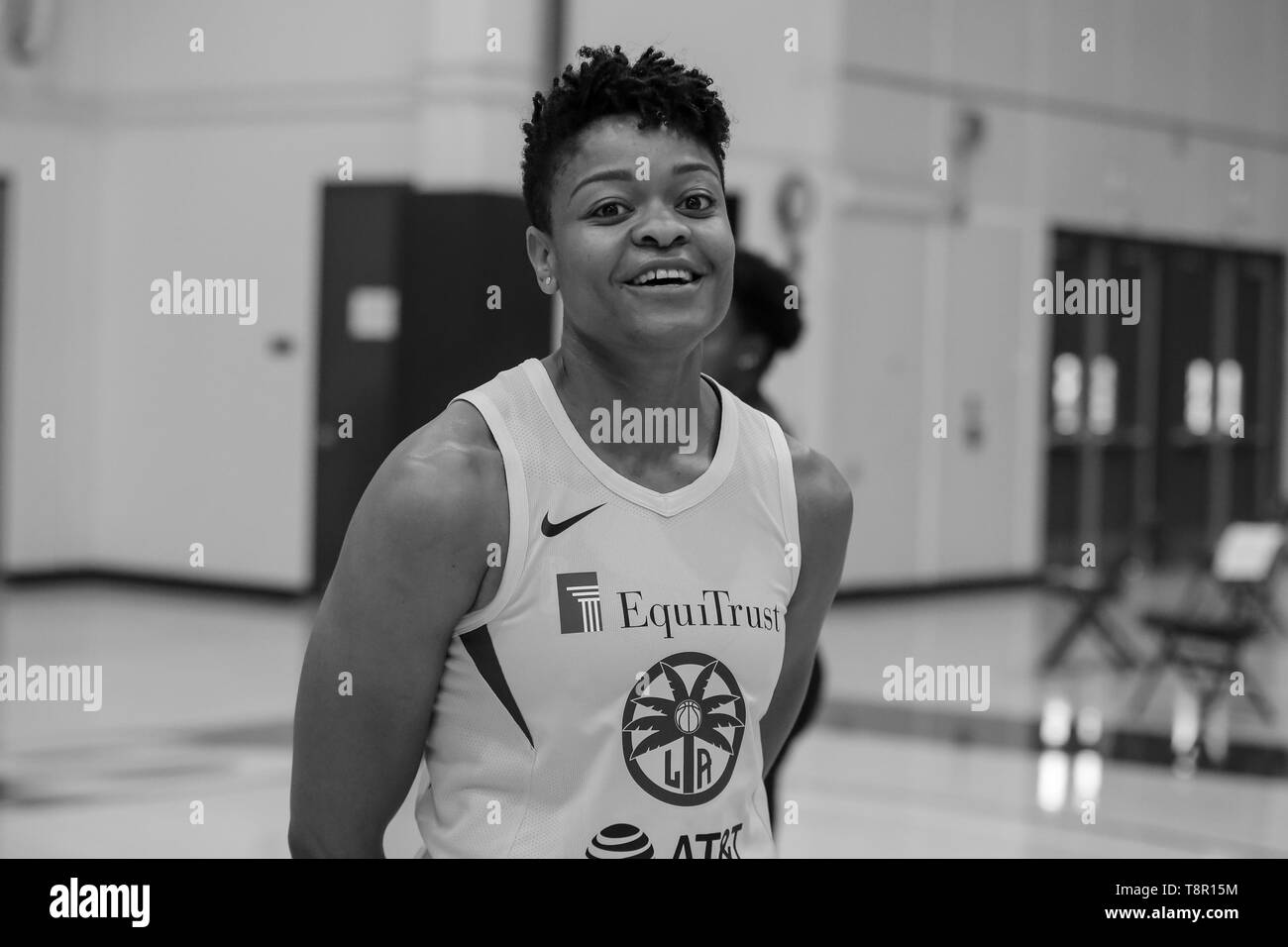 WNBA 2019: Los Angeles Sparks guard Alana Beard #0 during Los Angeles Sparks Media Day May 14, 2019 at Los Angeles Southwest College. (Photo by Jevone Moore) Stock Photo