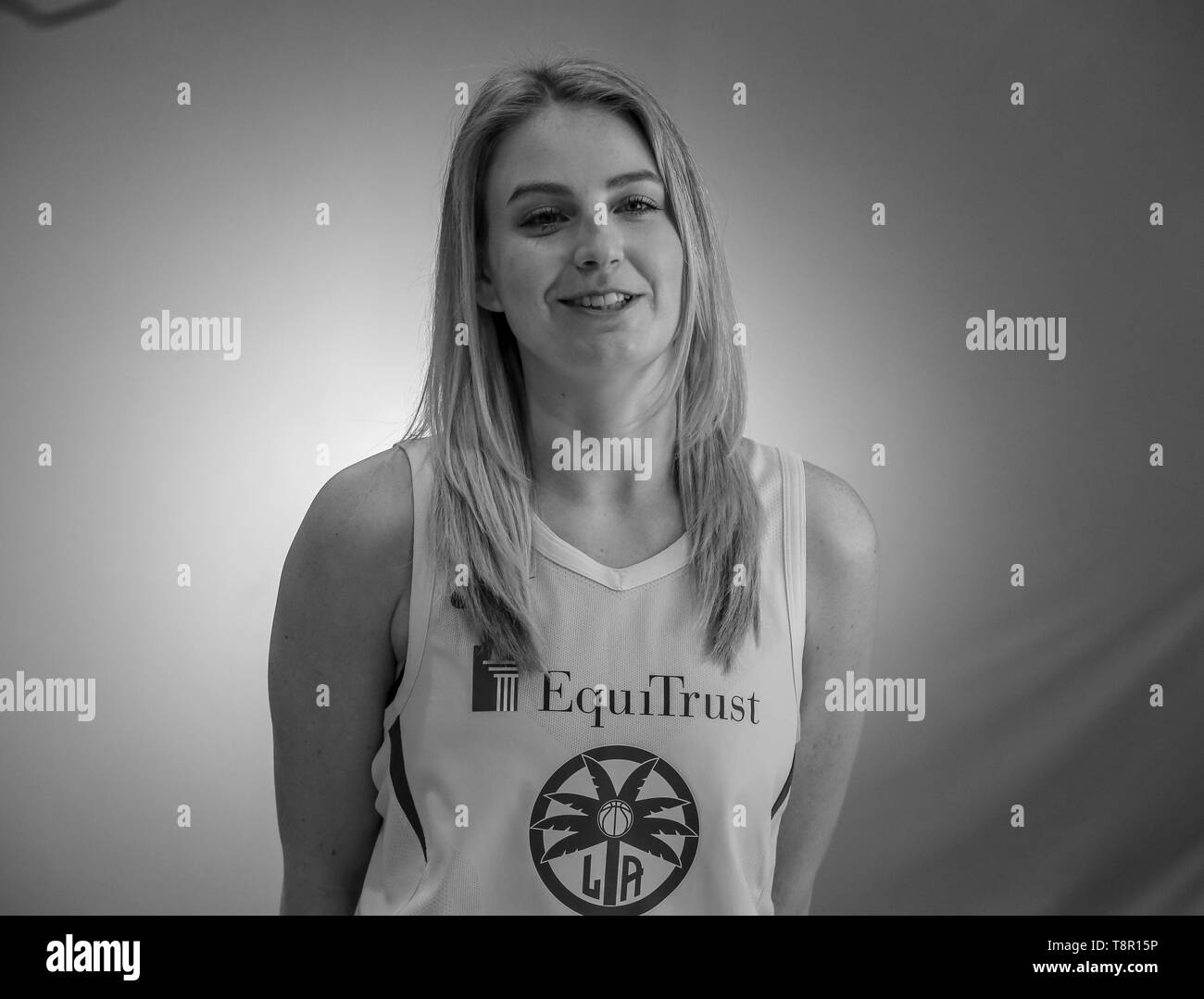 WNBA 2019: Los Angeles Sparks guard Karlie Samuelson #44 during Los Angeles Sparks Media Day May 14, 2019 at Los Angeles Southwest College. (Photo by Jevone Moore) Stock Photo