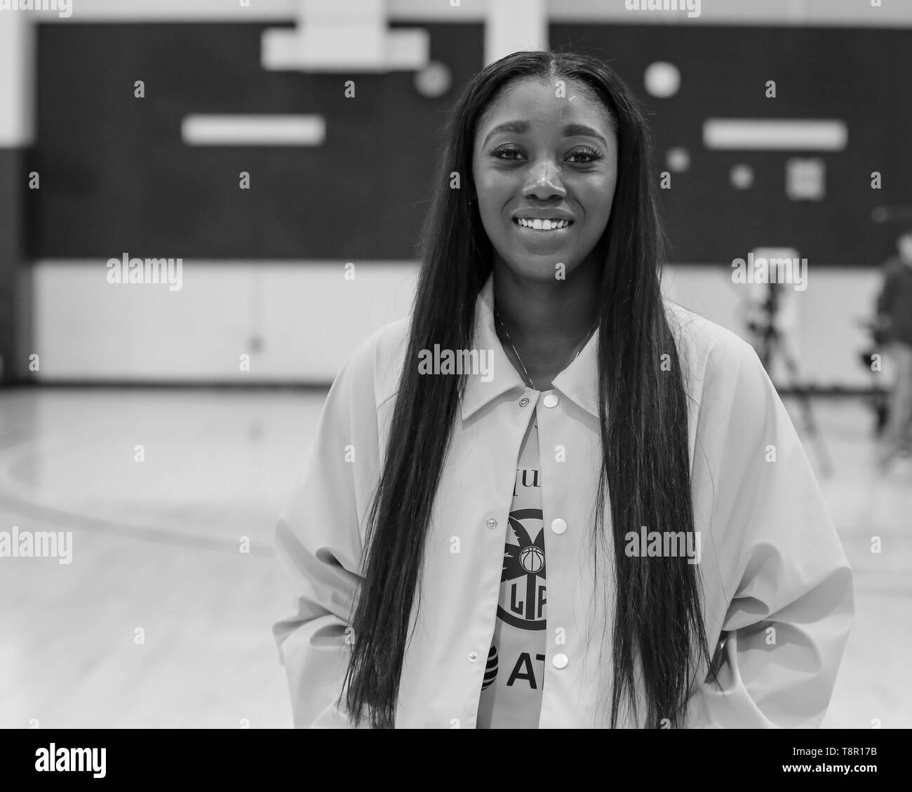 WNBA 2019: Los Angeles Sparks guard Alexis Jones #1 during Los Angeles Sparks Media Day May 14, 2019 at Los Angeles Southwest College. (Photo by Jevone Moore) Stock Photo