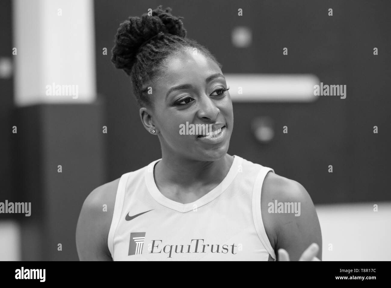 WNBA 2019: Los Angeles Sparks forward Nneka Ogwumike #30 during Los Angeles Sparks Media Day May 14, 2019 at Los Angeles Southwest College. (Photo by Jevone Moore) Stock Photo