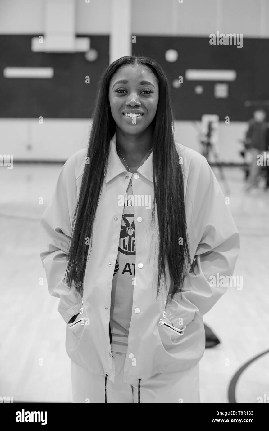 WNBA 2019: Los Angeles Sparks guard Alexis Jones #1 during Los Angeles Sparks Media Day May 14, 2019 at Los Angeles Southwest College. (Photo by Jevone Moore) Stock Photo