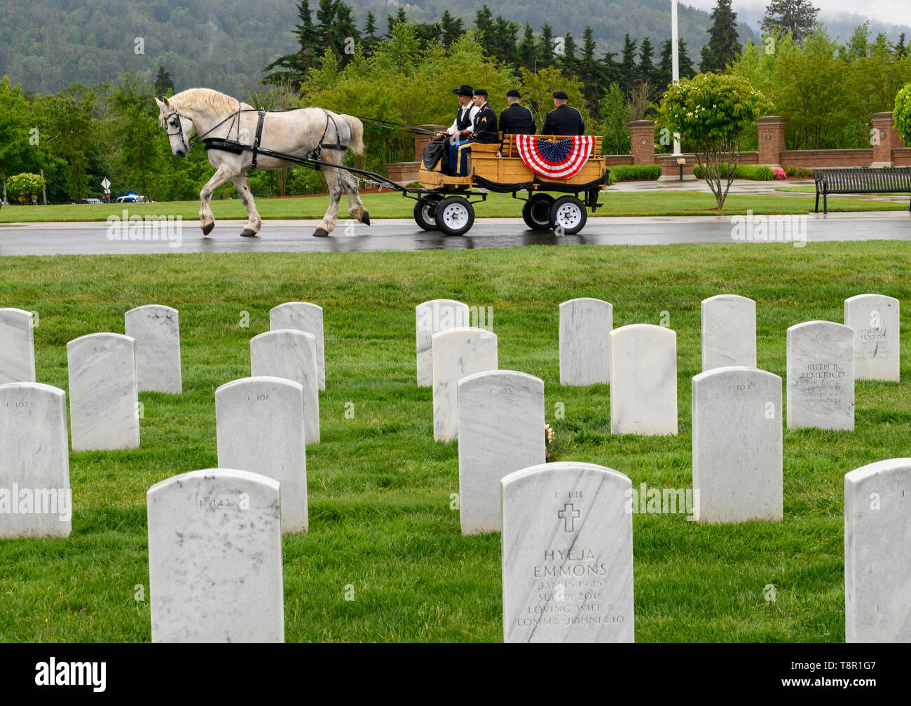Roseburg, OREGON, USA. 14th May, 2019. The unclaimed cremated remains of four World War I