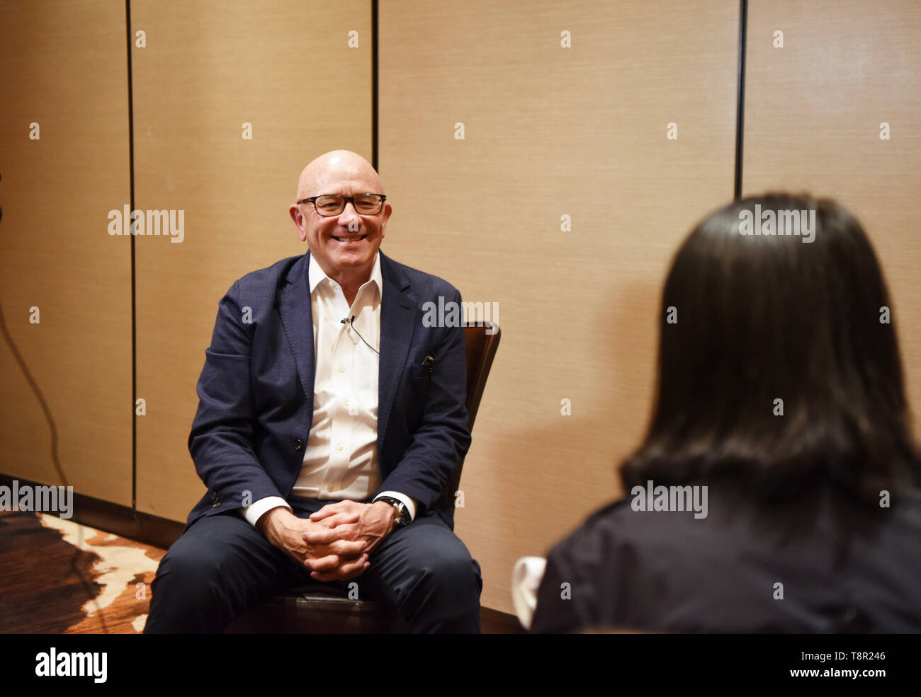 (190514) -- NEW YORK, May 14, 2019 (Xinhua) -- James Bryant receives an interview with Xinhua on the sidelines of the 4th Sino-American Second World War Friendship and Flying Tiger History Conference in Las Vegas, the United States, May 10, 2019. James Bryant will never forget the day when his 93-year-old father went back to his bedroom and came back with a flight brief case containing papers related to the training and assignments he took as a U.S. Flying Tiger pilot during the World War II. As a 'remarkable' yet 'humble' man and a loving father, James E. Bryant did not show any detailed evi Stock Photo