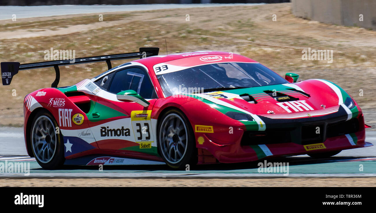 May 12 2019 Monterey CA, U.S.A. # 33 Benjamin Hites of the Collection coming out of turn 6 during the Ferrari Challenge Race 2 P/P- AM at Weathertech Raceway Laguna Seca Monterey CA Thurman James/CSM Stock Photo