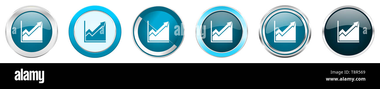 Histogram silver metallic chrome border icons in 6 options, set of web ...