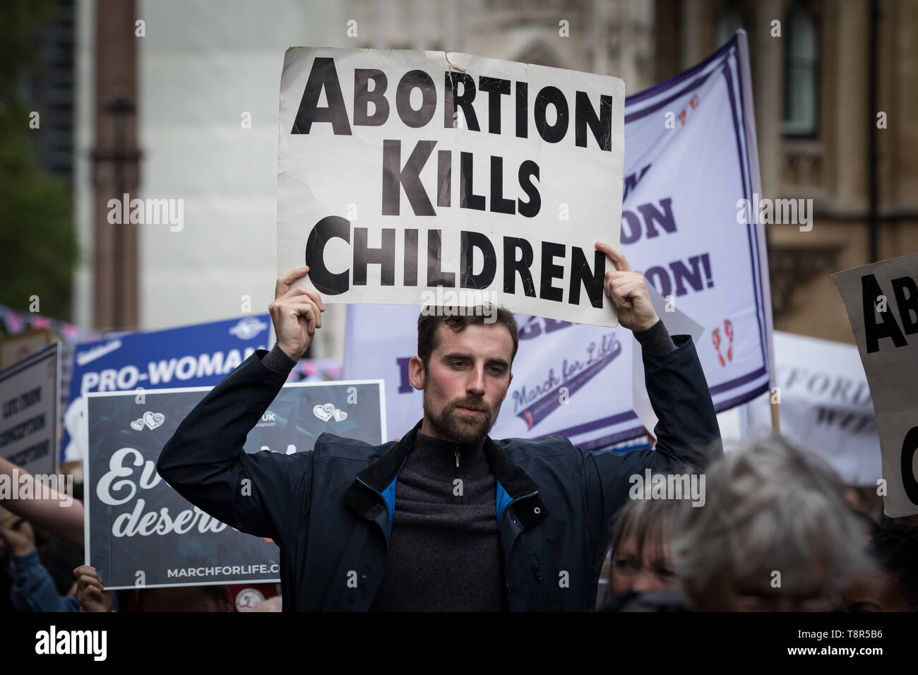 ‘March for Life UK’ anti-abortion protest march organised by pro-life Christian groups including The Good Counsel Network and March For Life UK. Stock Photo