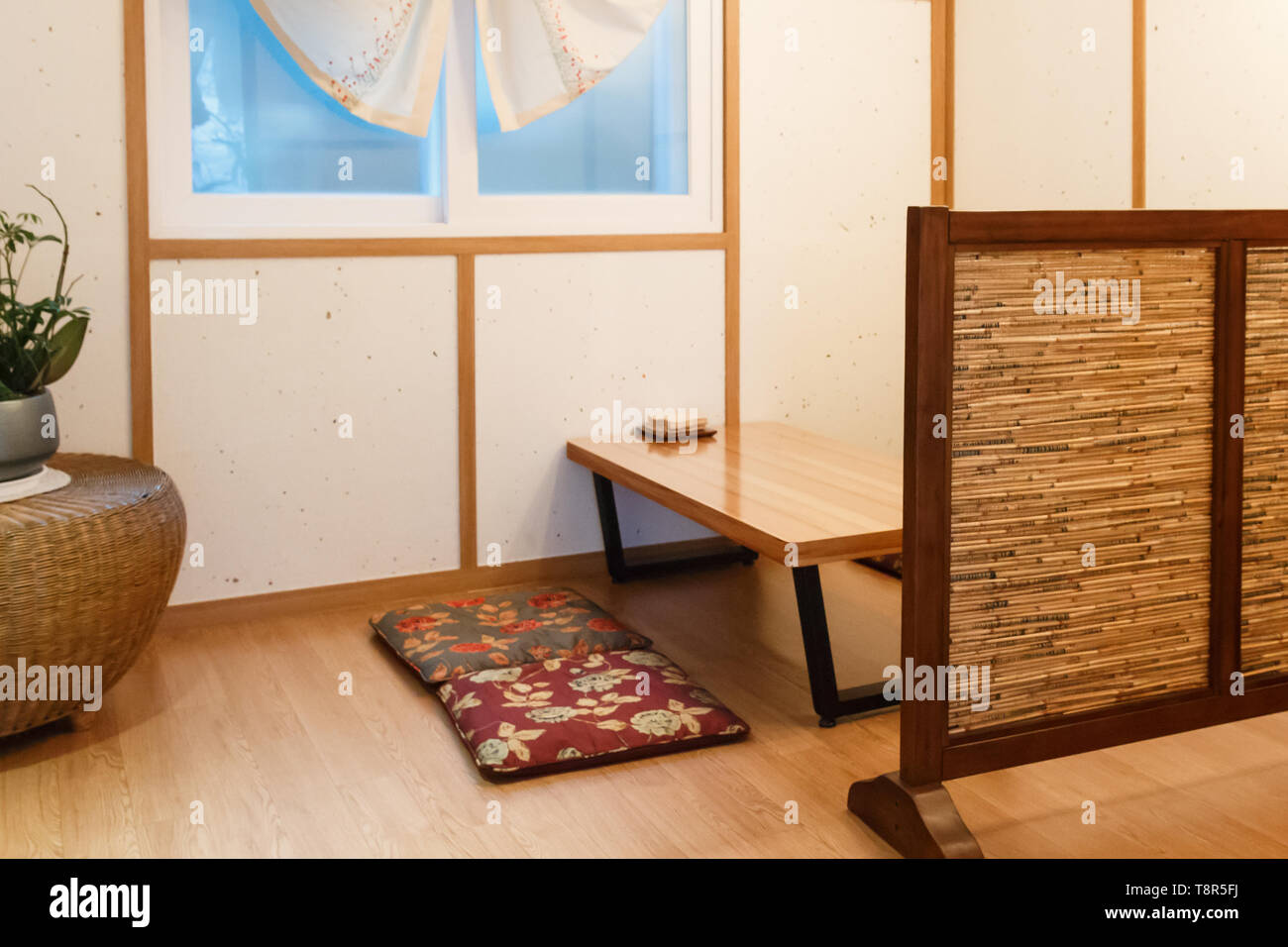 Korean Traditional Tea Cafe Interior Sedentary Table And Room
