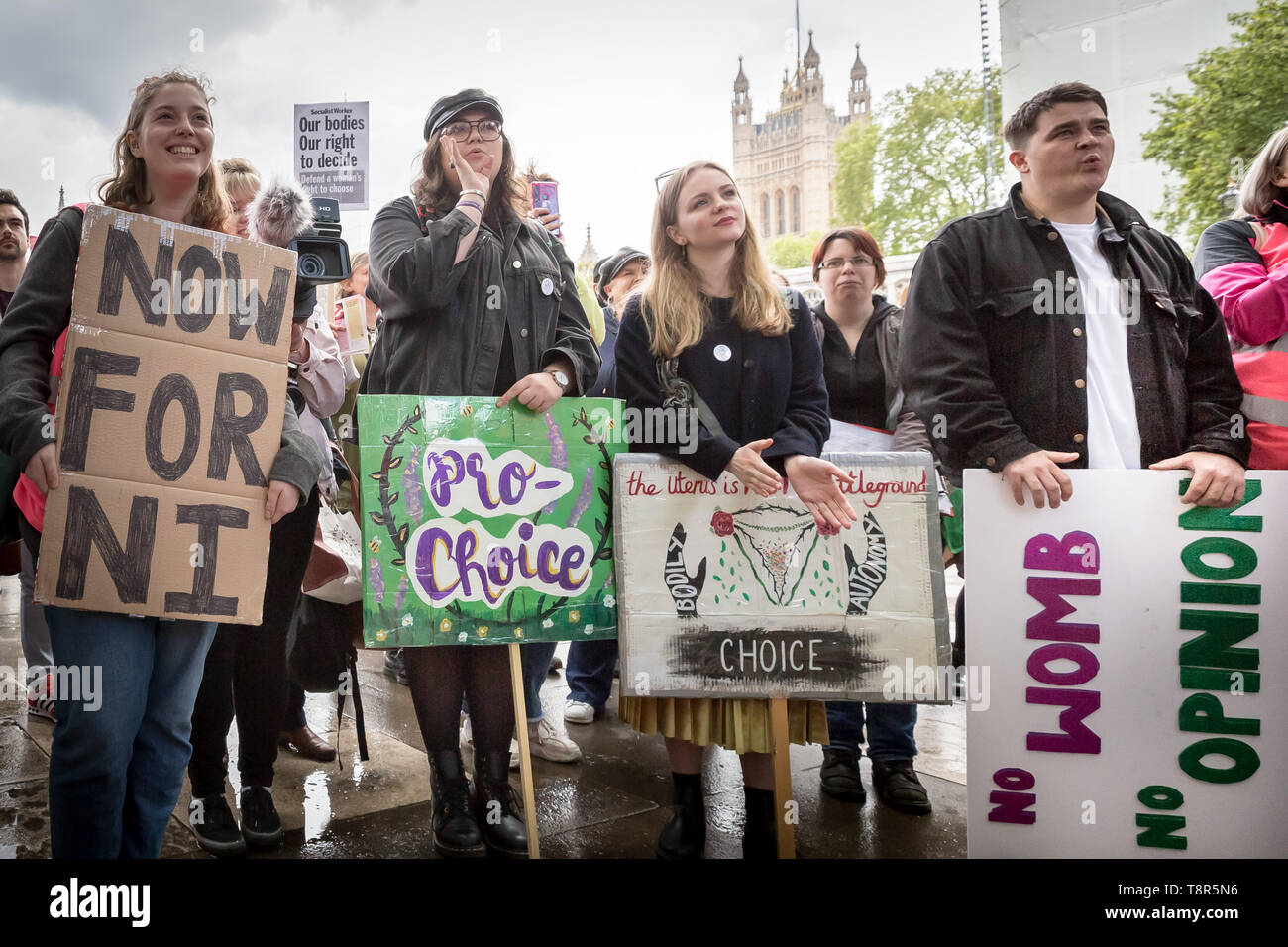 Women’s Pro-Choice groups including Sister Supporter, Abortion Rights UK and Doctors for Choice UK oppose anti-abortionist protesters in Westminster. Stock Photo