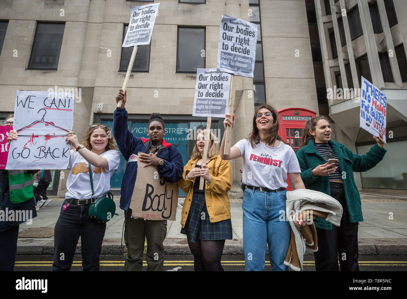 Women’s Pro-Choice groups including Sister Supporter, Abortion Rights UK and Doctors for Choice UK oppose anti-abortionist protesters in Westminster. Stock Photo
