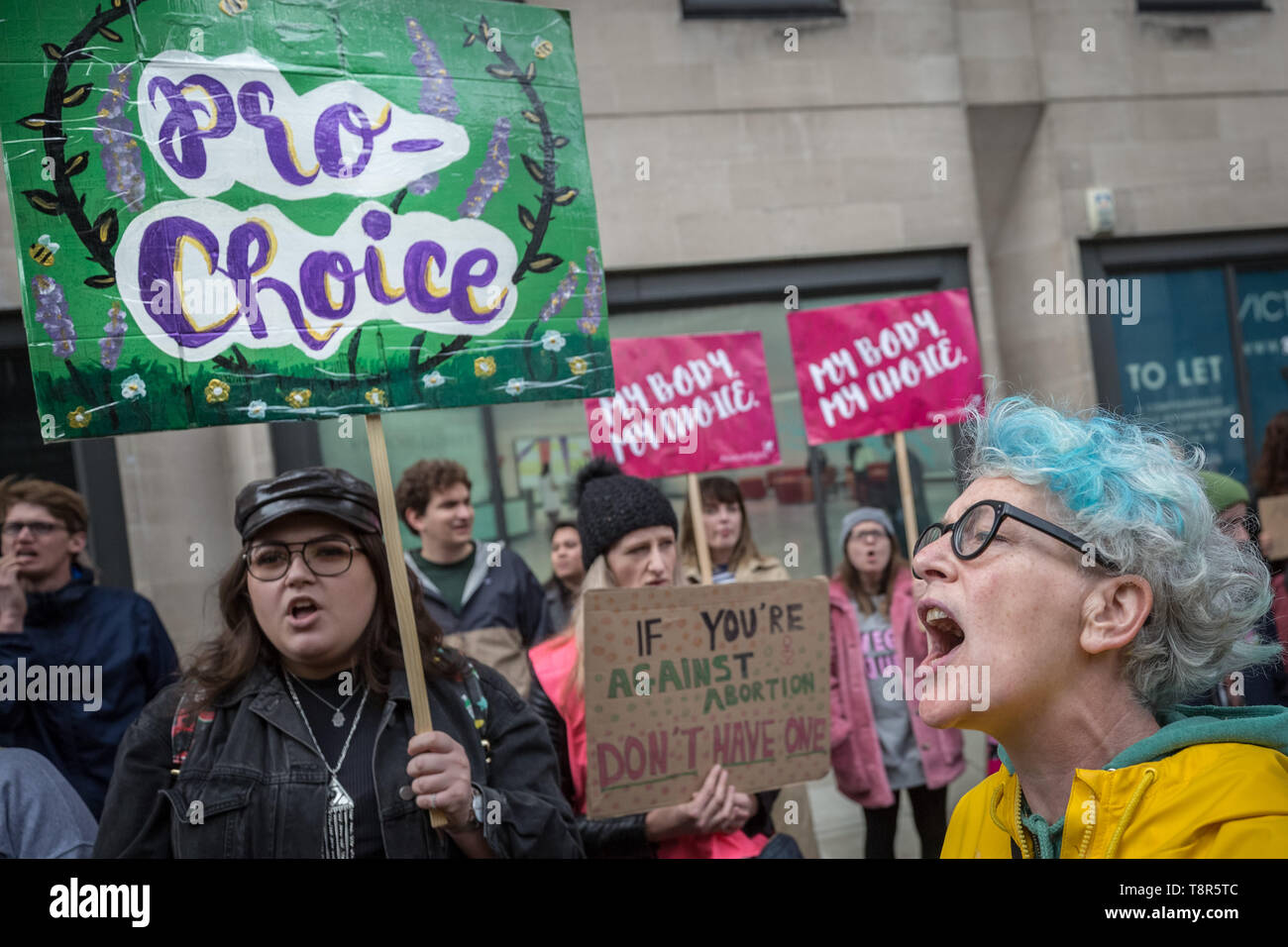 Women’s Pro-Choice groups including Sister Supporter, Abortion Rights UK and Doctors for Choice UK oppose anti-abortionist protesters in Westminster. Stock Photo