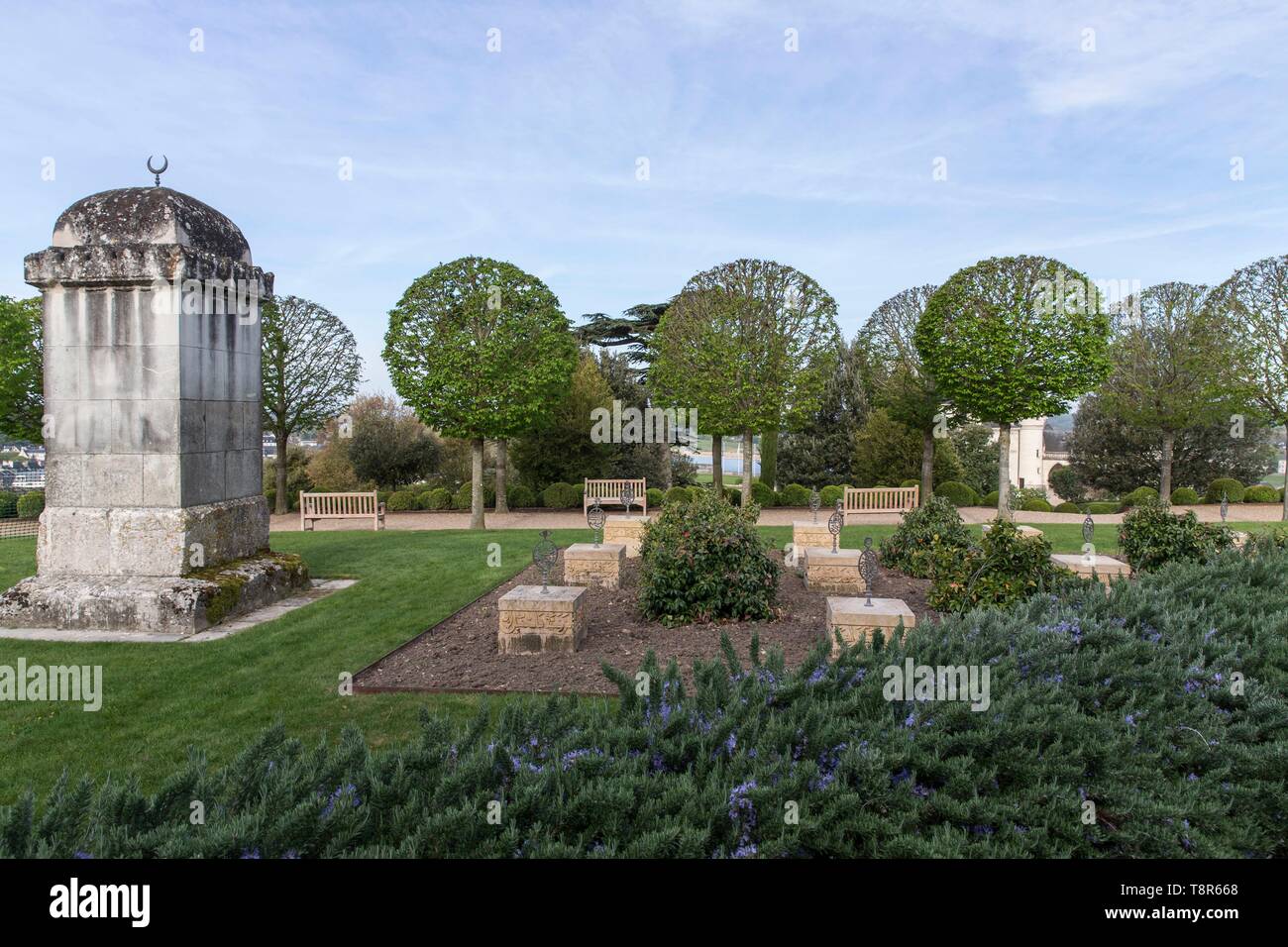 France, Indre et Loire, Loire valley listed as World Heritage by UNESCO, Amboise, Amboise castle, Muslim cemetery in the gardens of the castle of Amboise where were buried the members of the suite of emir Abd El Kader from 1848 to 1854 Stock Photo