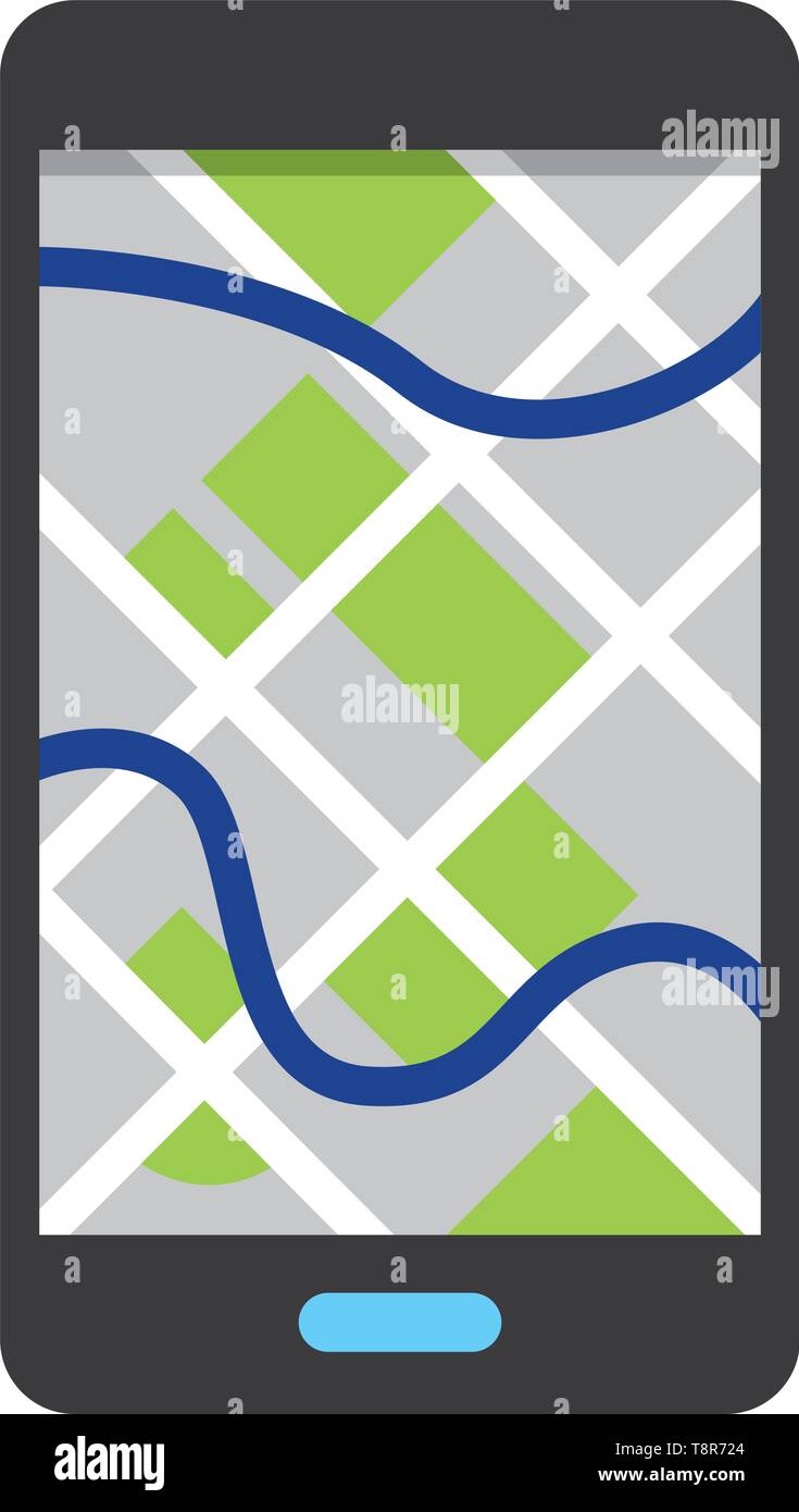 cellphone showing map icon cartoon vector illustration graphic design