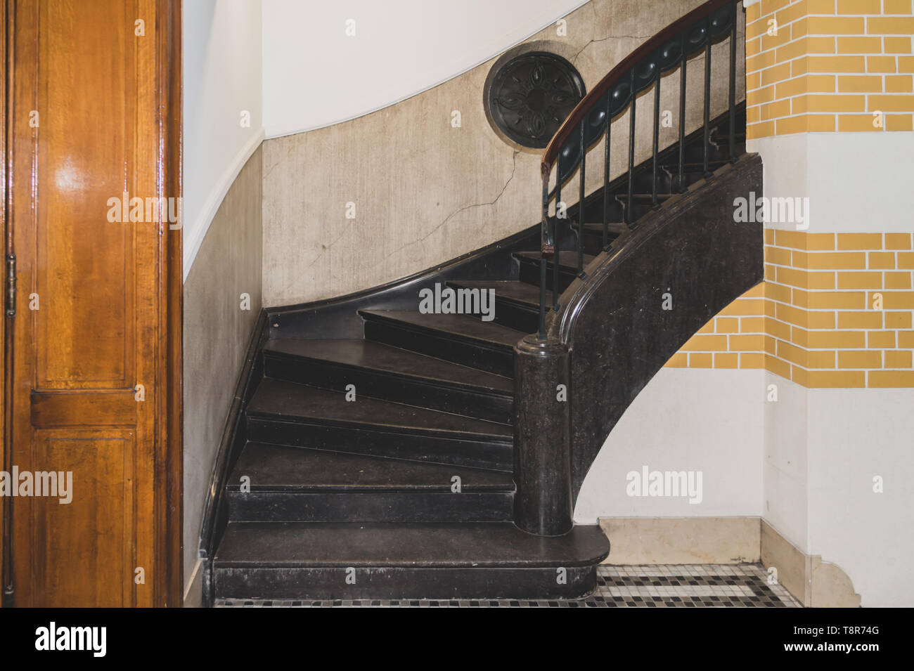 Old marble and iron stair Stock Photo