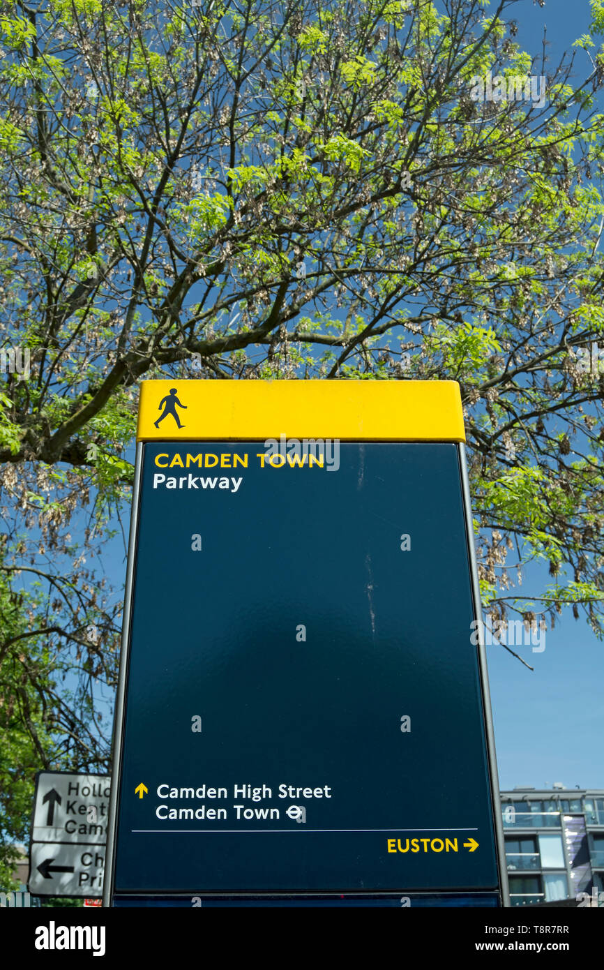 wayfinding sign in camden parkway, london, england, showing directions