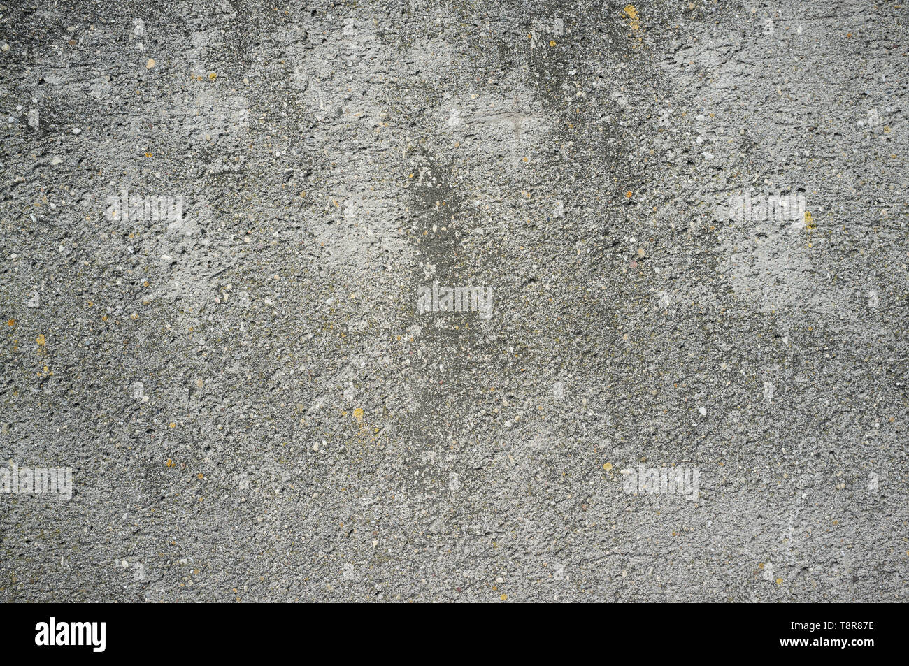 Monochromatic Texture of Old Weathered Concrete Wall with Cracks and Water Stains Stock Photo