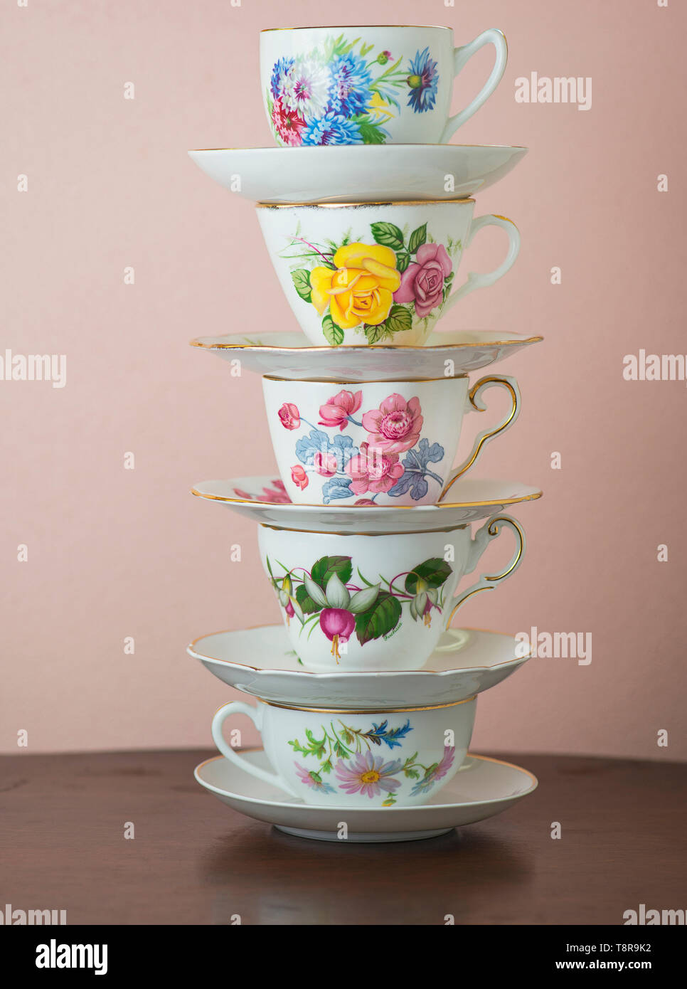 A stack of tea cups Stock Photo Alamy
