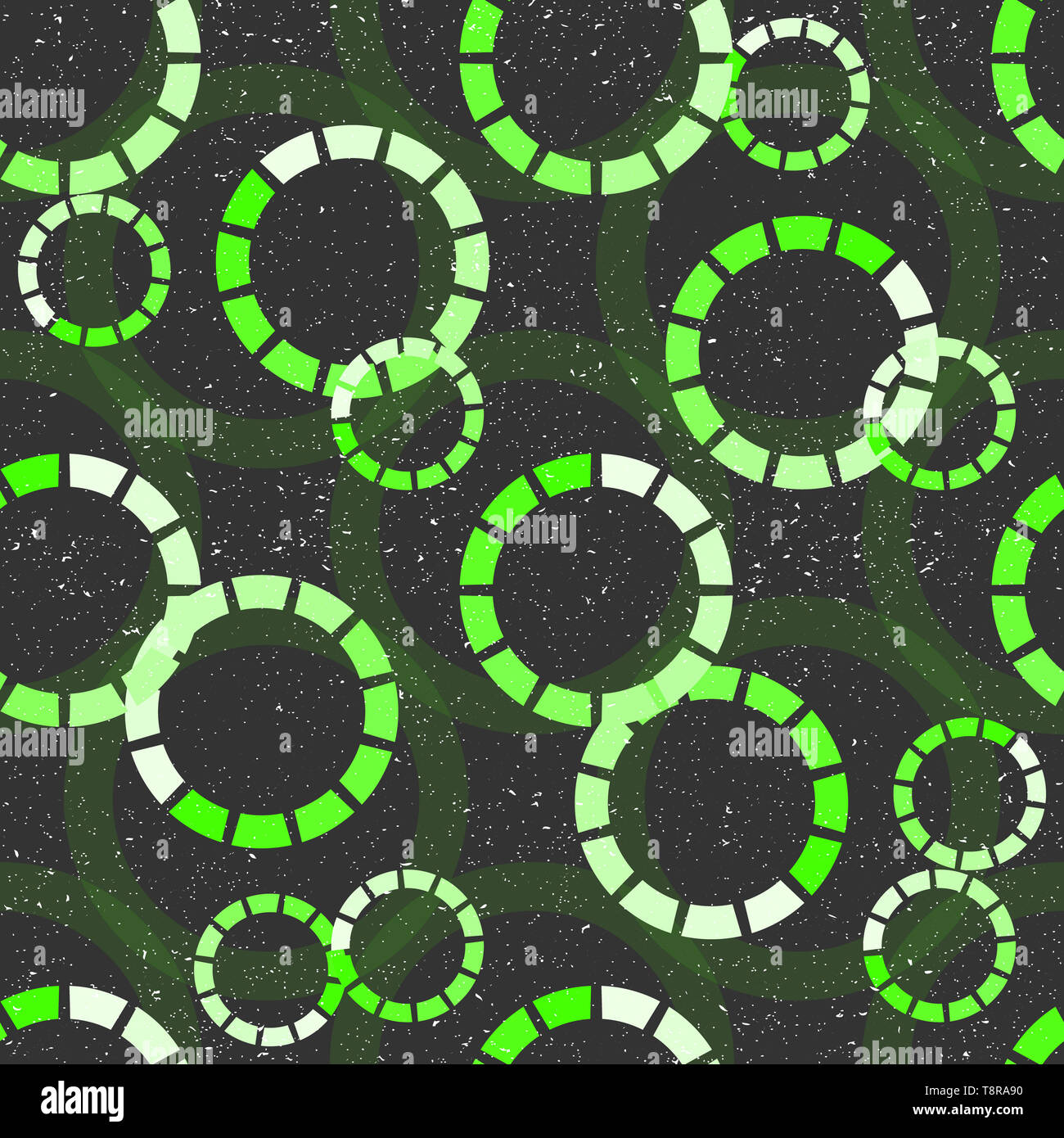 Abstract green circle seamless with square on black background ...