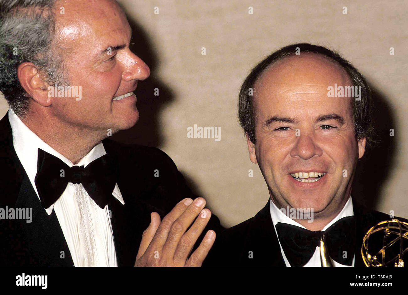 May 14, 2019: Los Angeles, California USA: FILE: Actor and comedian TIM CONWAY, best known for his Emmy winning work on 'The Carol Burnett Show,' died on Tuesday morning. He was 85. PICTURED: TIM CONWAY and HARVEY KORMAN in the Press Room during the 1978 Emmy Awards. (Credit Image: © Bob NobleGlobe Photos/ZUMAPRESS.com) Stock Photo