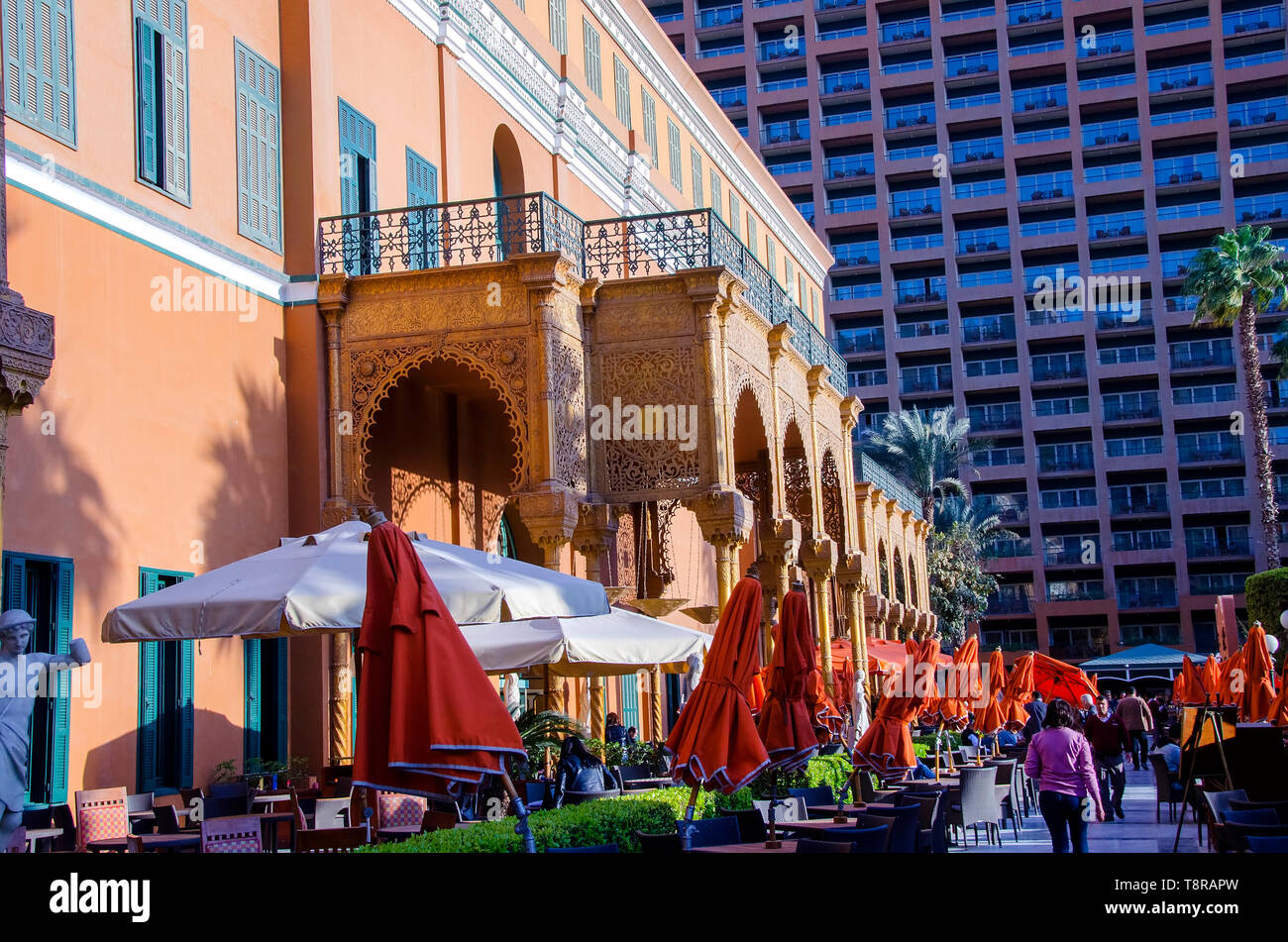 Cairo Marriott Hotel & Omar Khayyam Casino exterior dining patio with