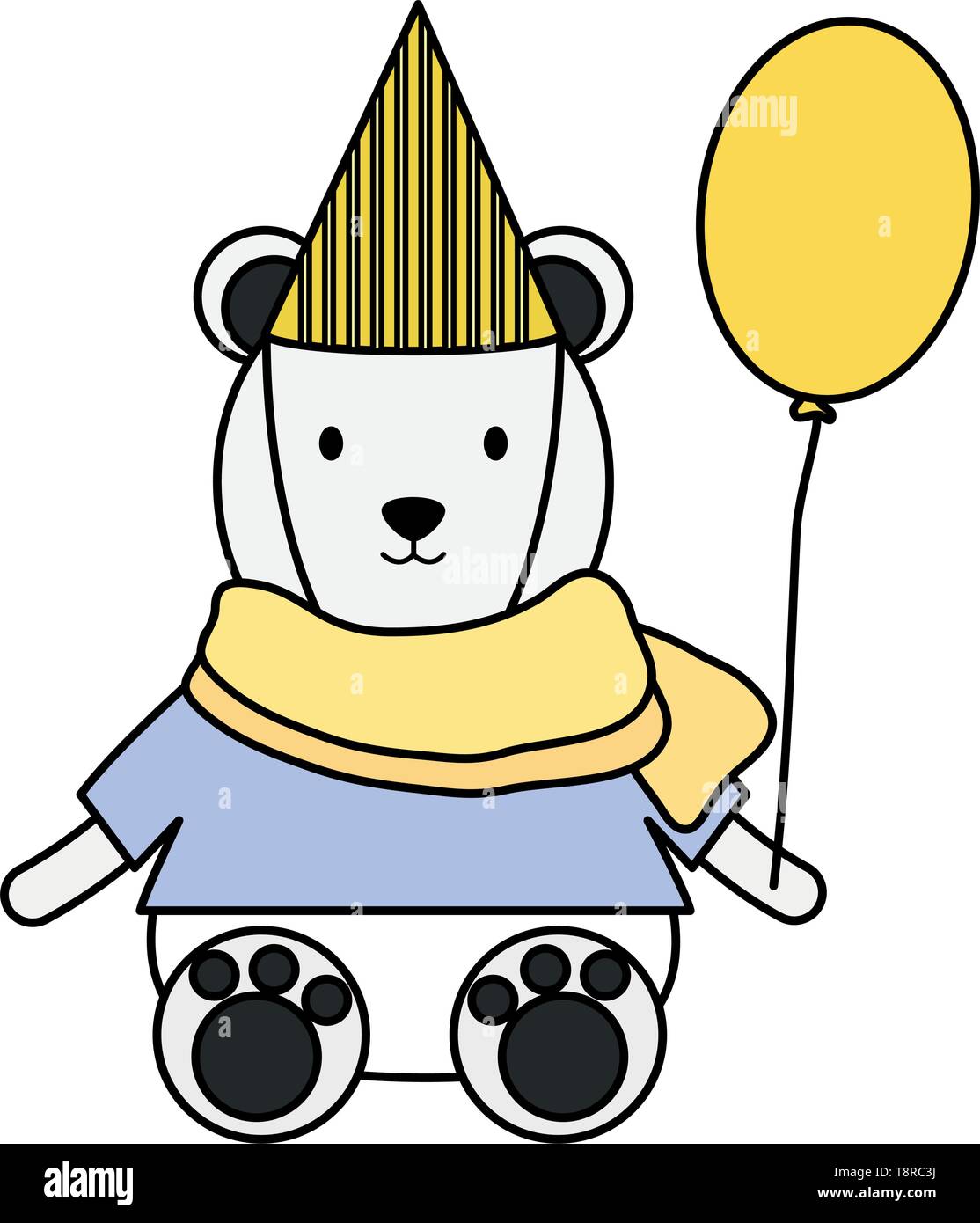 cute polar bear with balloon helium in party celebration vector ...