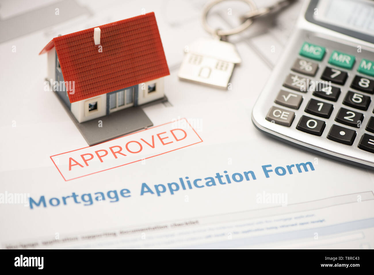 Approved mortgage loan agreement application Stock Photo