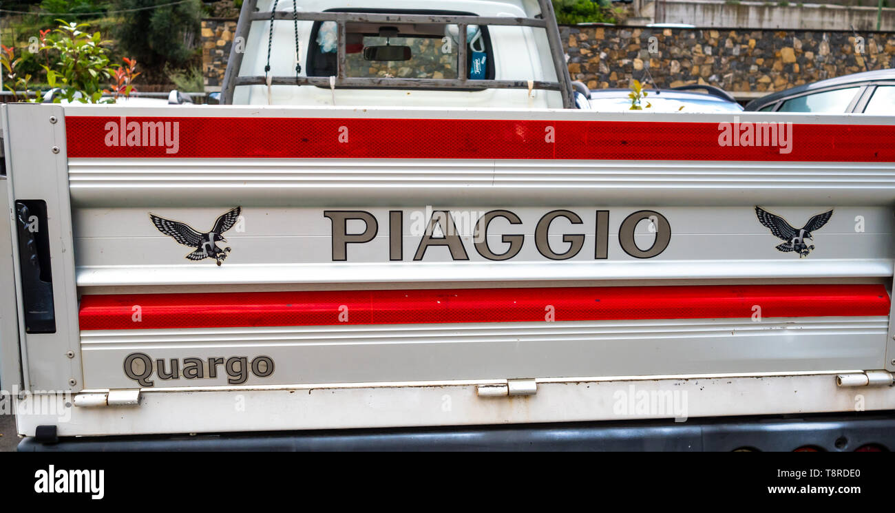 back of a Piaggio light commercial vehicle in Italy Stock Photo