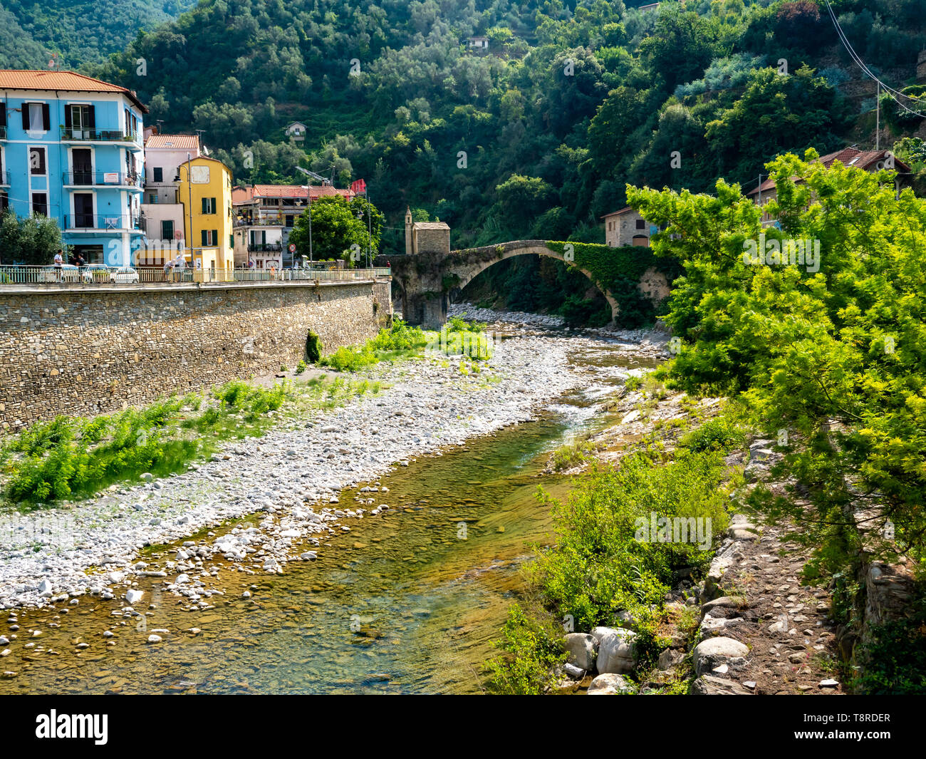 view of the small village of Badalucco Liguria, Italy in summer Stock Photo