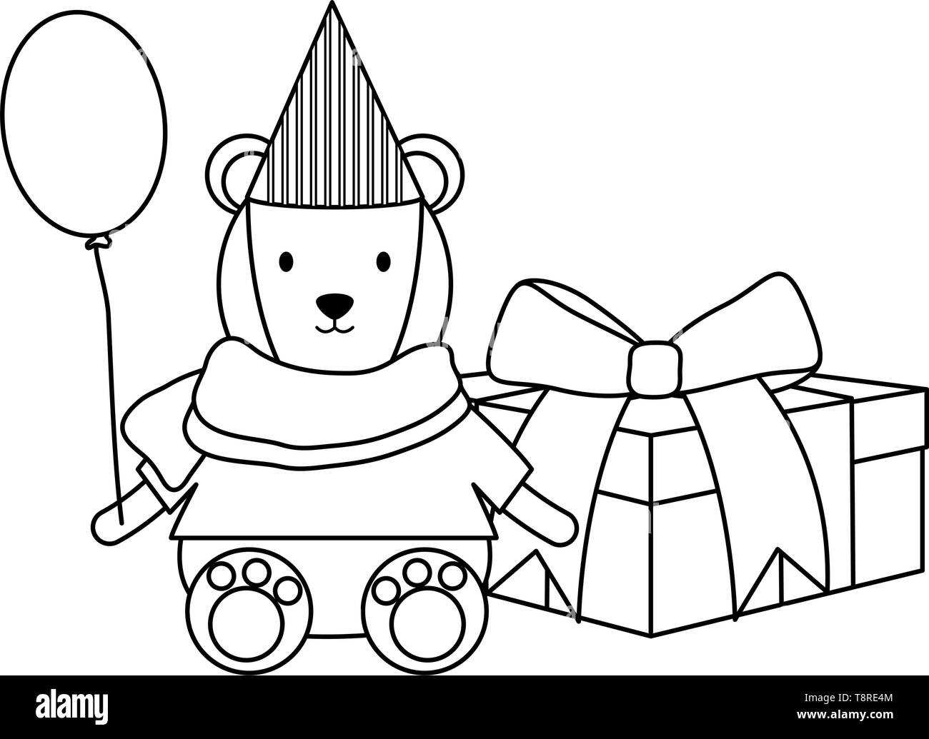 cute polar bear with balloon helium in party celebration vector ...