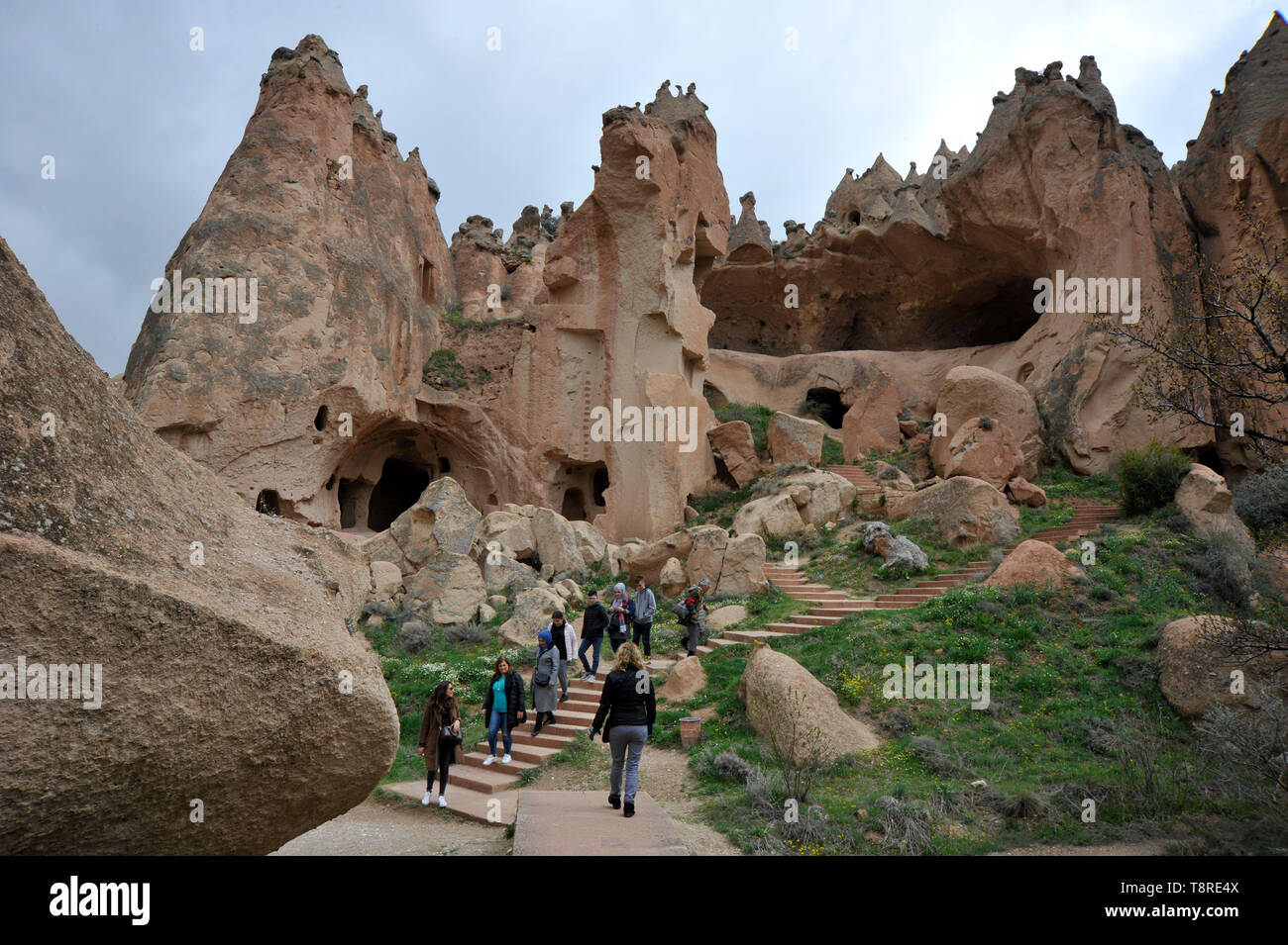 Tourists visiting Cappadocia, Turkey Stock Photo