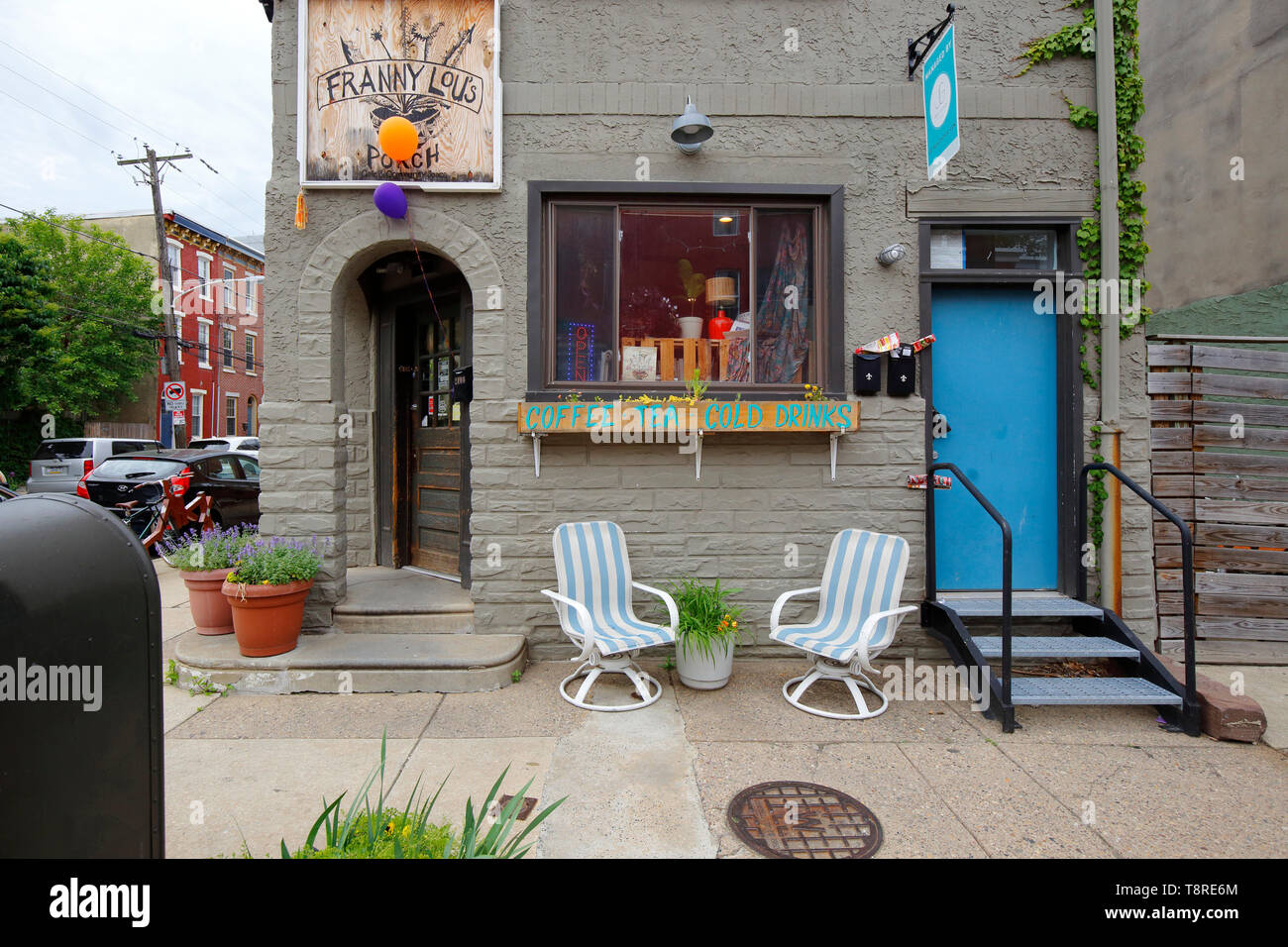 Franny Lou's Porch, 2400 Coral Street, Philadelphia, PA. exterior storefront of a coffee shop