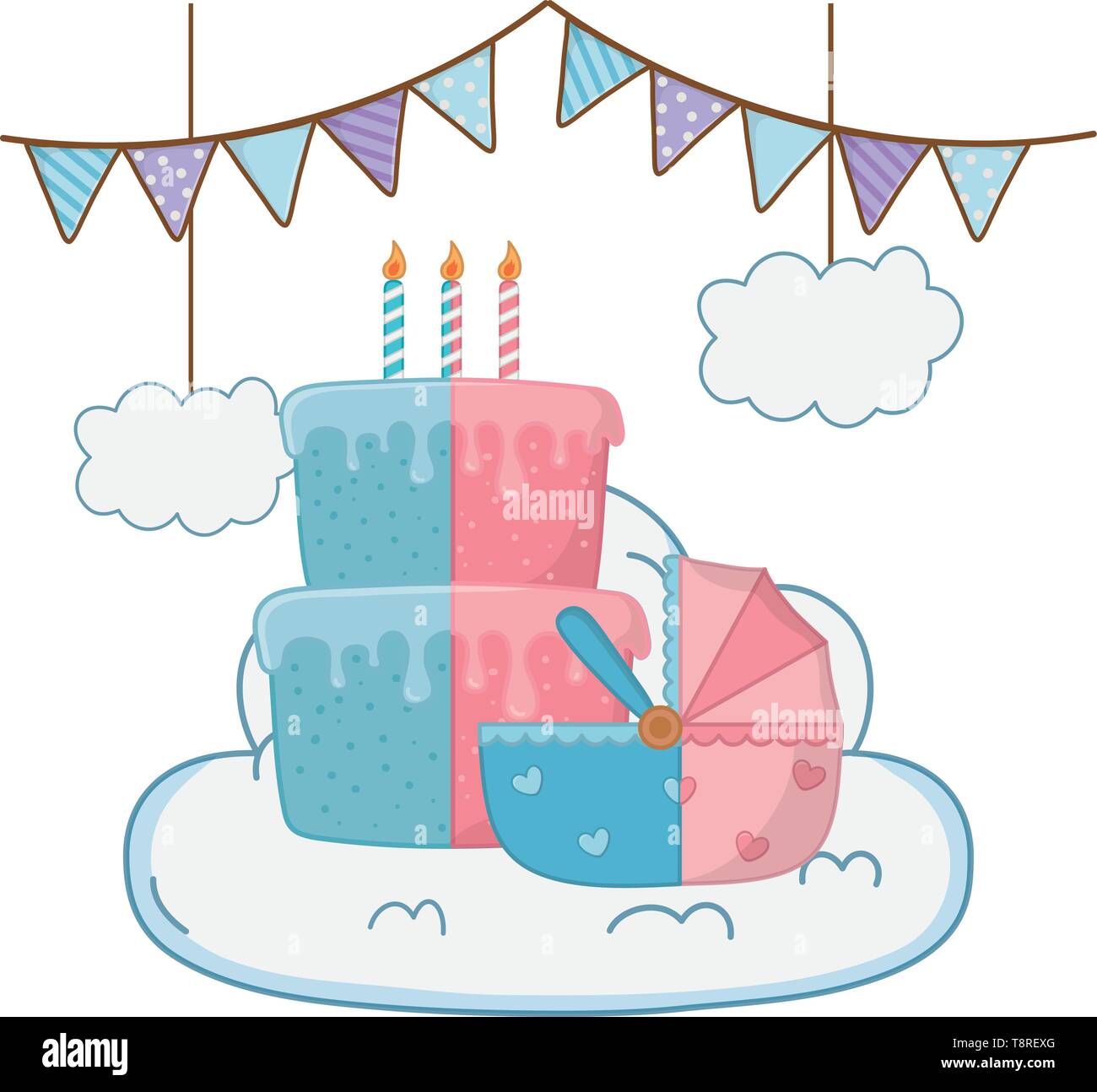 Poster design with a big cake on vintage Vector Image