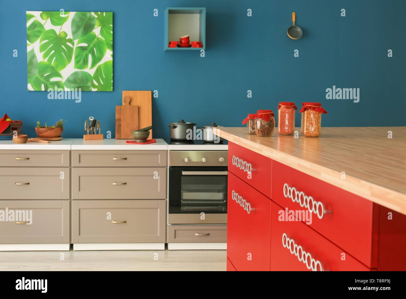 Interior of modern kitchen with stylish furniture Stock Photo - Alamy